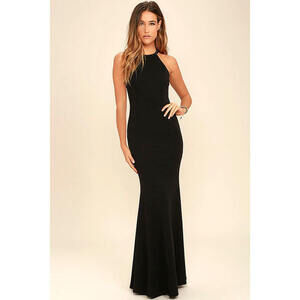 Lulus Girl In The Mirror Black Beaded Maxi Dress - Size Large